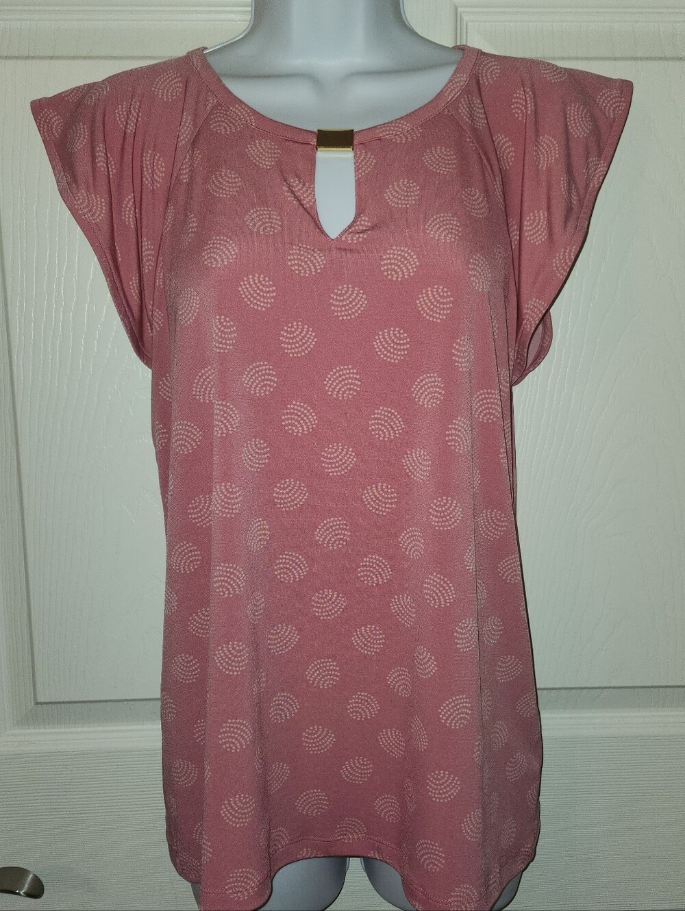 Liz Claiborne Dusty Rose Keyhole Sleeve Blouse